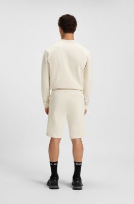 Cotton-blend shorts with Double B monogram, Natural