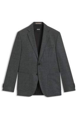 Regular-fit blazer in patterned virgin wool, Silver