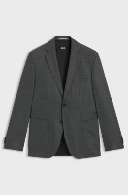 Regular fit blazer i m&oslash;nstret, ny uld, S&oslash;lv