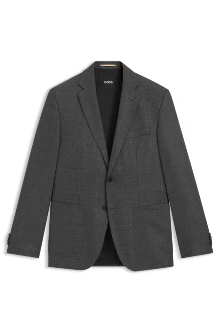 Regular-fit blazer in patterned virgin wool