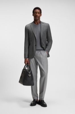 Regular-fit blazer in patterned virgin wool, Silver