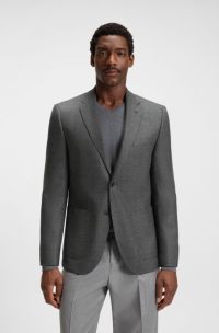 Regular-fit blazer van scheerwol met dessin, Zilver