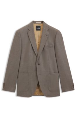 Blazer regular fit in lana vergine a motivi, Beige