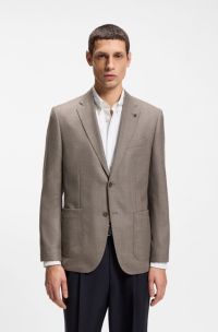 Veste Regular en laine vierge &agrave; motif, Beige