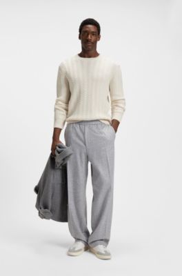 Tapered-fit trousers in a wool blend, Light Grey