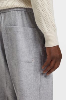 Tapered-fit trousers in a wool blend, Light Grey
