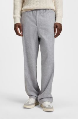 Tapered-fit trousers in a wool blend, Light Grey