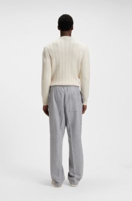 Tapered-fit trousers in a wool blend, Light Grey