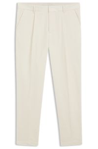 Tapered-fit trousers in stretch-cotton corduroy, White