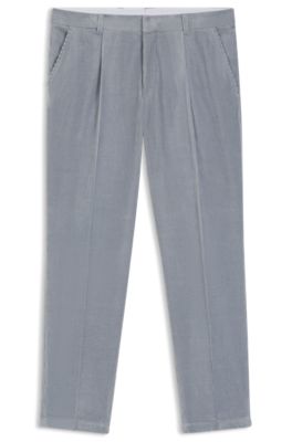 Tapered-fit trousers in stretch-cotton corduroy, Light Blue