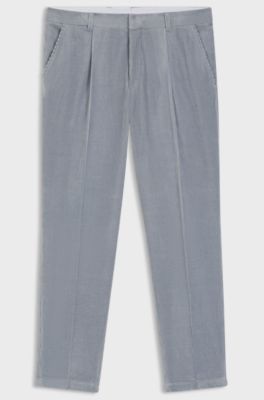 Tapered-fit trousers in stretch-cotton corduroy, Light Blue