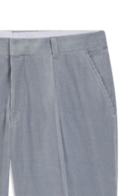 Tapered-fit trousers in stretch-cotton corduroy, Light Blue