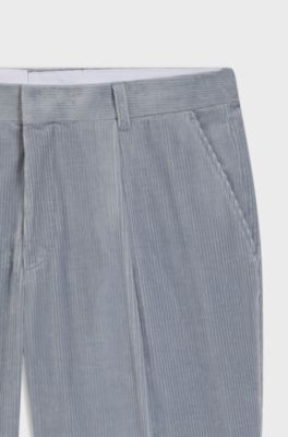 Tapered-fit trousers in stretch-cotton corduroy, Light Blue