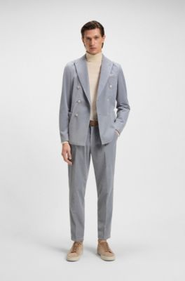 Tapered-fit trousers in stretch-cotton corduroy, Light Blue