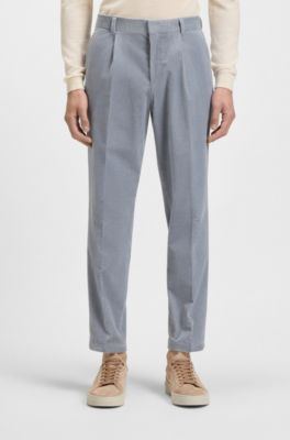 Tapered-fit trousers in stretch-cotton corduroy, Light Blue