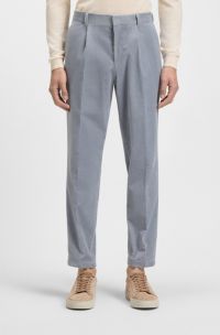 Tapered-fit trousers in stretch-cotton corduroy, Light Blue