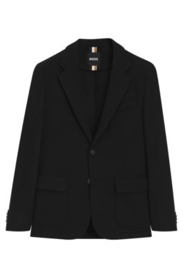 Slim-fit blazer in a melange wool blend, Black