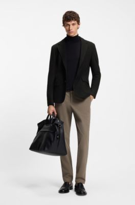 Slim-fit blazer in a melange wool blend, Black