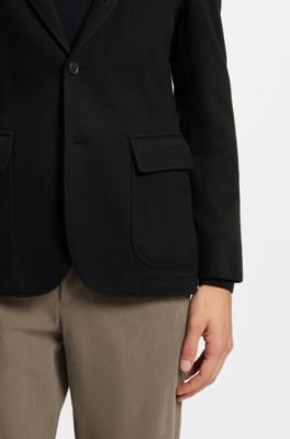 Slim-fit blazer in a melange wool blend, Black