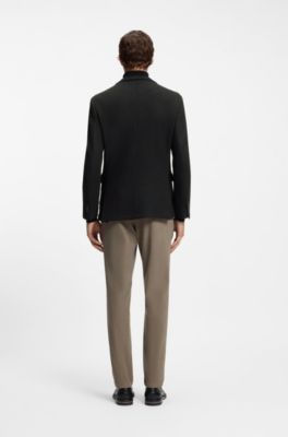 Slim-fit blazer in a melange wool blend, Black