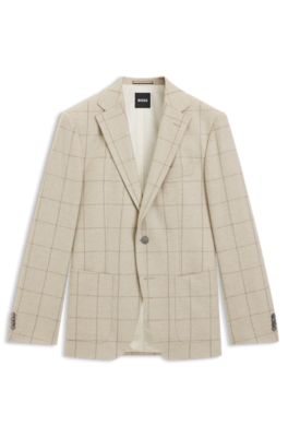 Giacca regular fit in misto lana a quadri, Beige chiaro