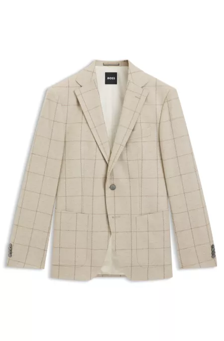 Regular-fit jacket in a checked wool blend