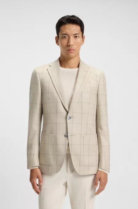Regular-fit jacket in a checked wool blend