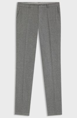 Slim-fit trousers in micro-patterned virgin wool, Silver