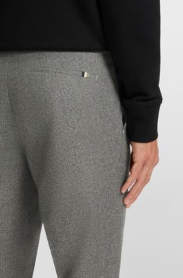 Slim-fit trousers in micro-patterned virgin wool, Silver