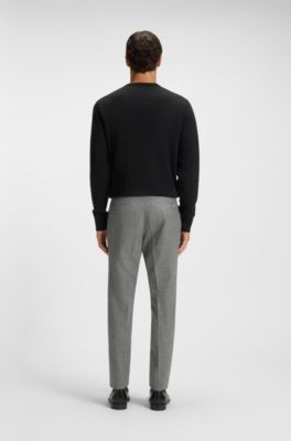 Slim-fit broek van scheerwol met microdessin, Zilver