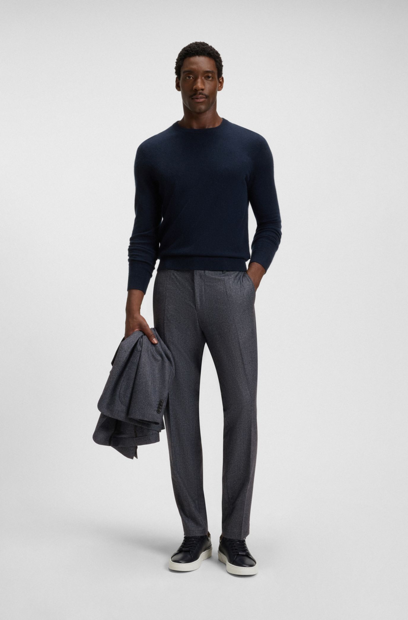 BOSS スリムフィットパンツ バージンウール　ダークブルー Pants and Trousers in Blue by HUGO BOSS | Men