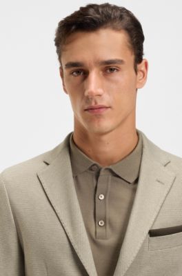 Slim-fit blazer with micro pattern, Light Brown