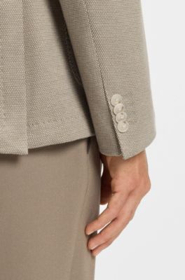 Slim-fit blazer with micro pattern, Light Brown