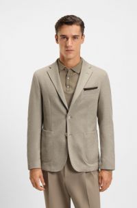 Blazer slim fit con micromotivo, Marrone chiaro