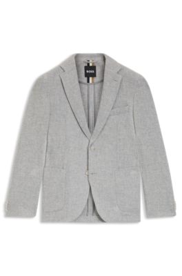 Micro-patterned blazer in a wool blend, Light Grey