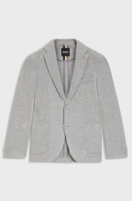 Blazer van een wolmix met microdessin, Lichtgrijs