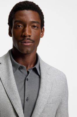 Micro-patterned blazer in a wool blend, Light Grey