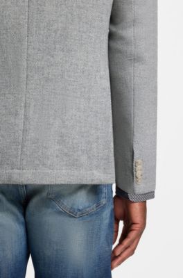 Micro-patterned blazer in a wool blend, Light Grey