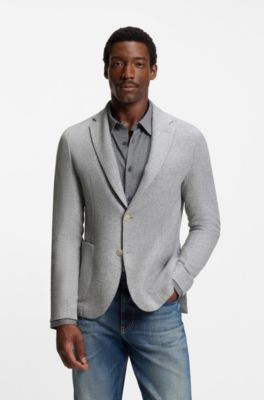 Blazer in misto lana con micromotivo, Grigio chiaro