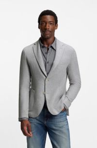 Micro-patterned blazer in a wool blend, Light Grey