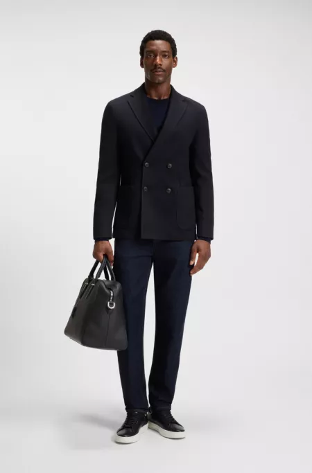 Slim-fit blazer in micro-patterned stretch wool