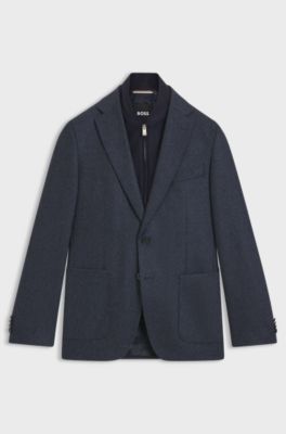 Slim-fit jacket with integrated bib, Dark Blue