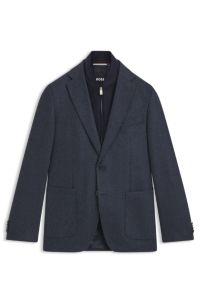 Slim-fit jacket with integrated bib, Dark Blue
