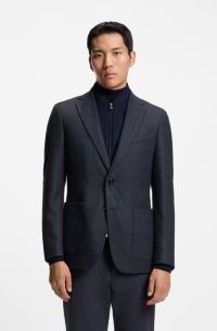 Slim-fit jacket with integrated bib, Dark Blue