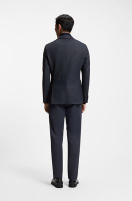 Slim fit-jacka med integrerat br&ouml;stparti, M&ouml;rkbl&aring;