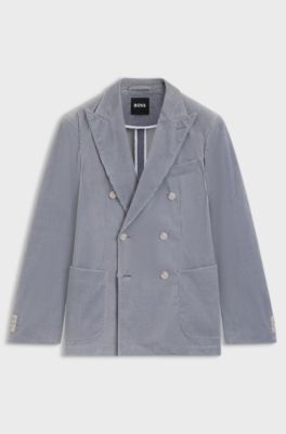 Blazer slim fit en pana de algod&oacute;n el&aacute;stico, Celeste