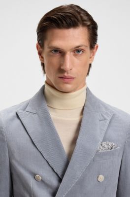 Blazer slim fit en pana de algod&oacute;n el&aacute;stico, Celeste