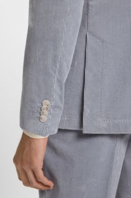 Blazer slim fit en pana de algod&oacute;n el&aacute;stico, Celeste