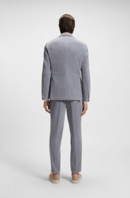 Blazer slim fit in velluto a coste di cotone elasticizzato, Celeste