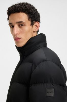 Chaqueta repelente al agua con insignia de logo, Negro